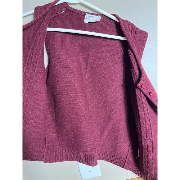 Junior House Vtg Sweater Vest Burgundy Button Preppy Heritage Academia Womens S - Picture 7 of 9